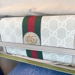 Gucci GUCCI Ophidia Continental Beige Bifold Long Wallet Ladies Supreme